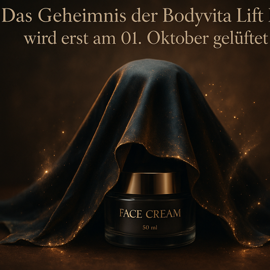 ich bekomme ab 01. Oktober eine neue Lift Day Cream. Kannnst Du mir ein Gesichtscreme versteckt unter einem zauberer Tuch machen? Unter dem Motto das Geheimnis der Bodyvita Lift DAy wird erst am 01. Oktober gelüftet und auch dann zeigen wir erst das neue Glasgeföss von 50 ml. 