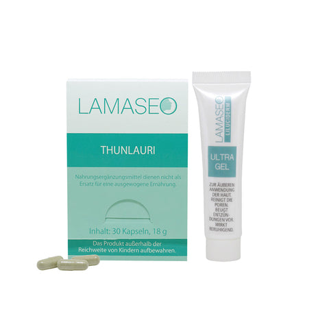 Lamaseo - Cutilcula Set - Hautpflege - Bestehend aus 2 x 30 Kapseln Thunlauri und 1 Tube Ultragel zur Behandlung von unreiner Haut und Hautirritationen